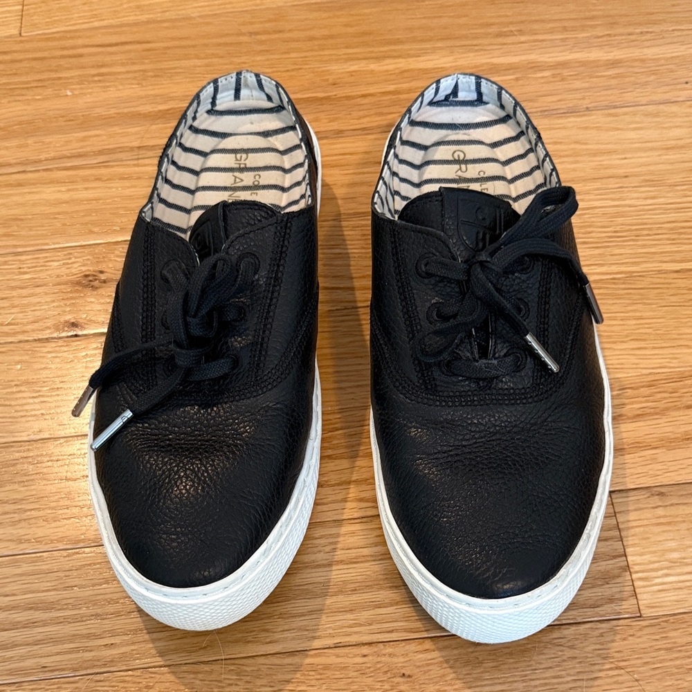 Cole Haan Black Leather Women's Slip on Sneakers